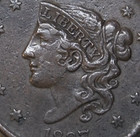 1837 Large Cent Vf Or Vf    Medium Letters  Head Of 1837  Free Shipping