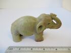 Green Jade Carved Stone Elephant Figurine Vintage  Trunk-up For Good Luck