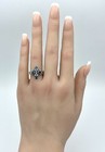 Genuine London Blue Topaz   Pearl Victorian Style 925 Sterling Silver Ring  042z