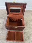Vintage Train Embossed Leather Make Up   Jewelry Case Dillard s