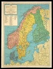 1947 Post Wwii Scandinavia Map Norway Sweden Finland Denmark Original Vintage