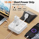 Portable Slim Flat Plug Surge Overload Protector Power Strip Wall Outlet With 6