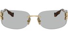 Miu Miu Mu A51s Pale Gold Gray Shield Rimless Women Sunglasses