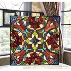 Stained Glass Tiffany Style Victorian Design Hanging Window Panel Return
