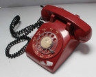 Vintage Bell System Western Electric Red Rotary Dial Desk Telephone 500dm Batman