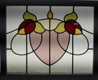 Pretty Floral Midsize Old English Leaded Stained Glass Window 24 1 4 x 19 1 2 