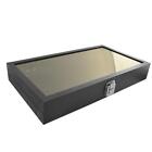 Glass Top Lid Blue 72 Ring Display Organizer Storage Boxes Case