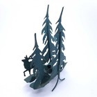 Candle Holder Metal Pine Trees And Elk Silhouette 13  Tall Rustic Cabin Forest