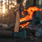 Fox Knives Yankee Carbon Steel Bushcraft Axe With Wood Handle   Leather Sheath