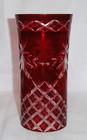 Vintage Bohemian Art Glass Shade   Ruby Red Cut To Clear Chimney