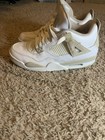 Jordan Air Jordan 4 Retro Gg White  Leather Mid Top Sneakers Size 7y