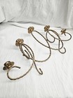 Vintage Gold Tone Metal Candelabra Twisted Rope 5-arm Wall Decor Homco Regency