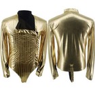 Michael Jackson Style Gold Metallic Jacket   Black Pants Costume Set