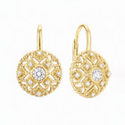 14k 14 16mm Gold Cz Engraved Openwork Leverback Vintage Drop Earrings For Women