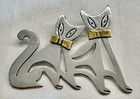 Los Arcos Taxco Ts-79 925 Sterling   Brass Twin Cats Pendant  21g  Mexico 3 3    
