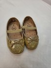 Wonder Nation Girls Gold Glitter Mary Jane Flats With Bow Strap Size 3