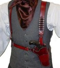 Western Leather Holster Gun Belt 44   45 Brown Hand Made Cowboy Revolver Pistol