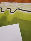 Awesome Rare Vintage Mid Century Retro 70s Green White Waves Sml Fabric  Look 