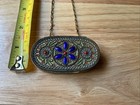 Vintage Dance Compact Enameled Jeweled With Carry Chain And Mirror France