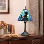 Vintage Tiffany Style Black Cat Stained Glass Table Lamp Bedside Night Light