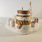 Yankee Candle Jackson Frost Candle Holder 1568548 White Gold Snowman Trees Gifts
