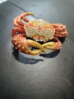 Vintage Red Crab Jewelry Trinket Box Decorative Collectible 4   x 3   