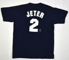 Vtg Mlb T-shirt Yankees Derek Jeter Size S 90s Navy White Screen Print Us Fabric