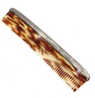 Vintage Sterling Silver   925 Faux Tortoise Shell Comb With Monogram