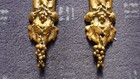 Antique Pair Original Brass Bronze  Ornament Ormolu Face And Grapes