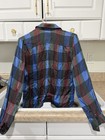 Beatrice Di Borbone Roma Vintage Plaid Silk Blouse Size 40 Blue Green Striped Lo