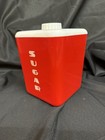 Vintage Red And White Flour And Sugar Containers Mid Century