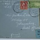 1936 Us Cover To South Africa With White Writing