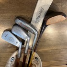 4 Vintage Hickory Wood Shaft Golf Clubs And Spalding Stovepipe Golf Bag