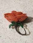 Vintage French Seed Beaded Wired Flowers Flower   Leaves  3 Inch  cont  25 