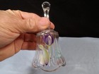 Fenton Hand Painted Clear Glass Miniature Mini Bell Purple   Blue Flowers