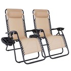 Set Of 2 Zero Gravity Chairs Folding Lawn Chair Lounge Recliners With Cup Holder