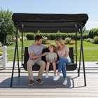 Outdoor Porch Swing Chair With Adjustable Canopy  3-seat Patio Glider Bench