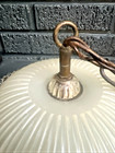 Vintage Antique Ceiling Light Lamp Fixture Glass Shade Chandelier Beaded Leaf