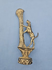 Vintage R s Owens Hunting Dog Treeing Raccoon Metal Trophy Topper