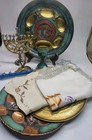 Vintage Judaica Collection Lot Seder Plates Menorahs Kiddush Cup Jewish Decor