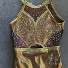 Quatro Copper Gold Axs  Leotard Gymnastics Rhinestones Nwot Limited Edition