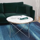 Teamson Home Margo Small 32 Inch Round Faux White Carrara Marble Coffee Table