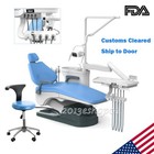 2x Dental Unit Chair Computer Controlled Dc Motor Pu Leather With Stool Kit Fda