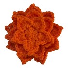 Large Autumnal Flower Brooch Orange Handmade Crochet Lapel Pin Cottagecore Boho