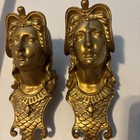 Antique Pair Brass Figural Woman Bust Furniture Hardware   Architectural Salvage