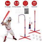 3 In 1 Kids Baseball Batting Tee   Stand Set Ball Launcher Foldable Baseball Bat