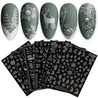9 Sheets Christmas Glitter Nail Art Stickers Decals Self-adhesive Snowflake W   