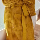 Onsen Huckberry Supima Waffle Bath Robe Mustard yellow - Size Small New With Bag