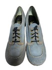 Nos 7 5 C  Vtg 70s Shoes Blue Suede Leather Platform Wedge Miss Wonderful Usa