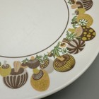 Vintage Mushroom Dinner Plates 9    Set 4 Retro Floral Brown Yellow 1970s